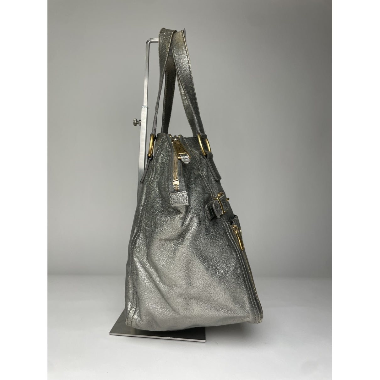 Yves Saint Laurent Silver Leather Handbag image 3