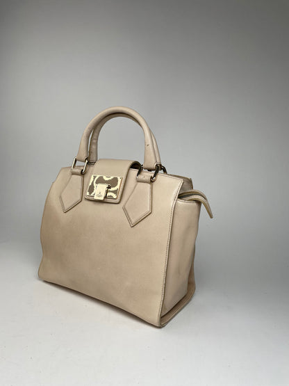 Vintage Vivienne Westwood 2Way Opio Safiano Leather Bag Beige