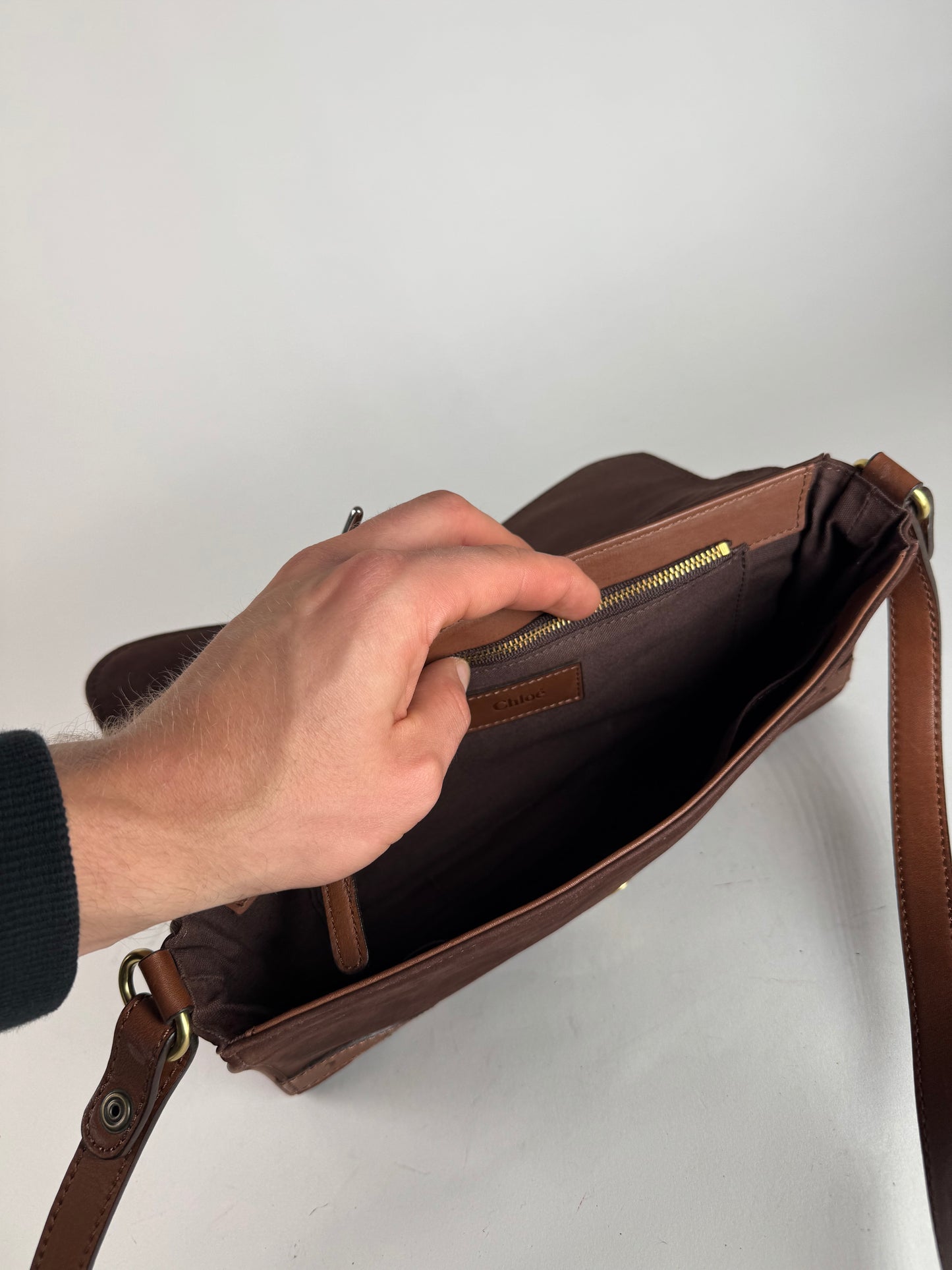 Vintage Chloe Leather Suede Shoulder Bag brown