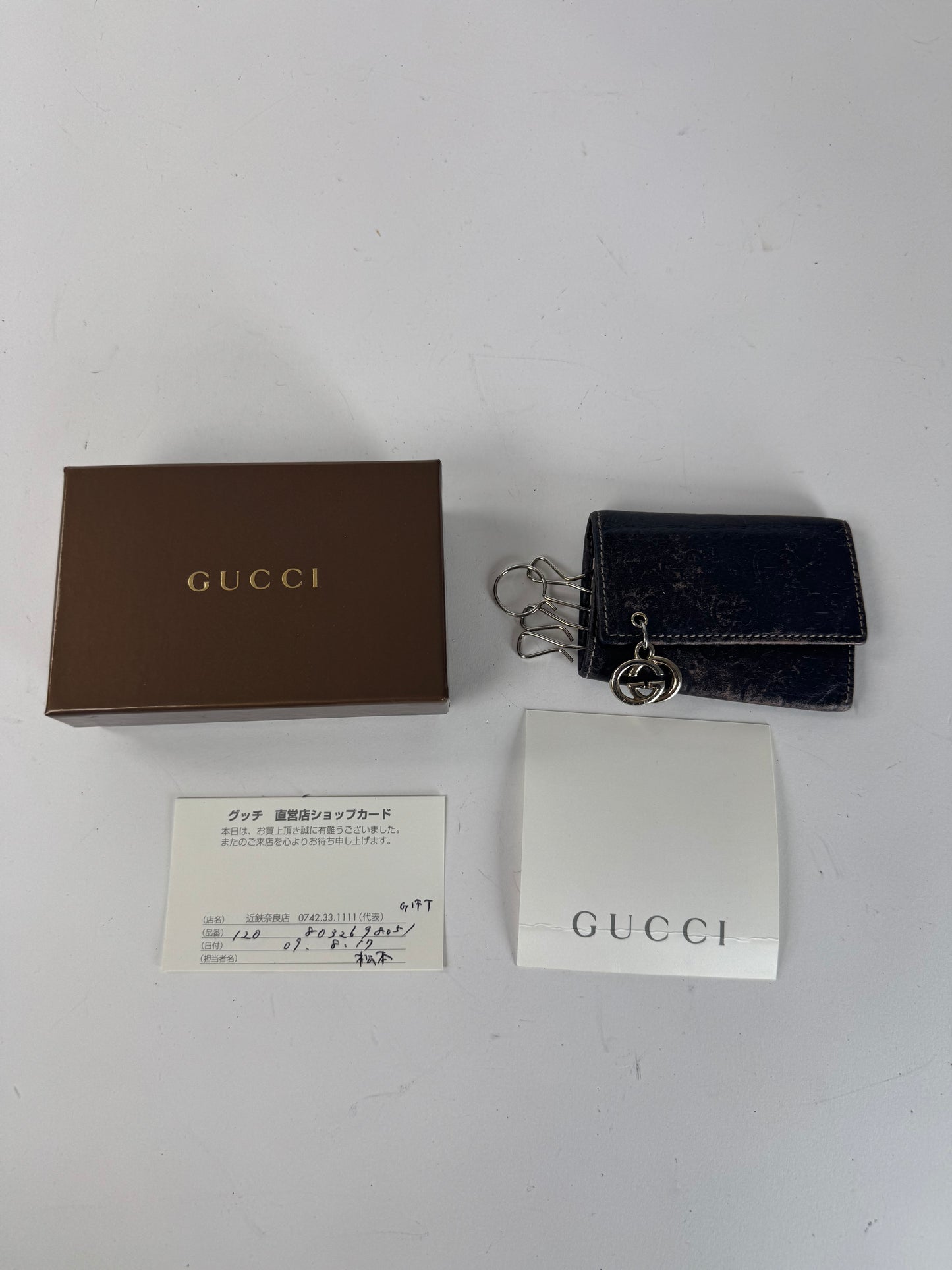 Vintage Gucci Leather Monogram Key Holder Brown