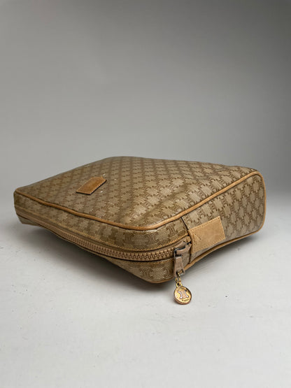 Vintage Celine Triomphe Leather Monogram Clutch