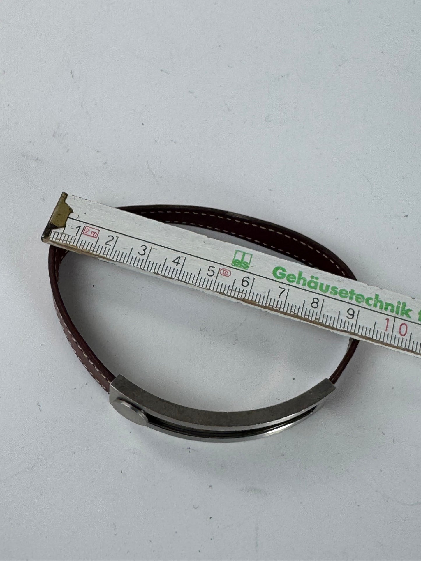 Vintage Hermes Paris Leather a bracelet silver brown