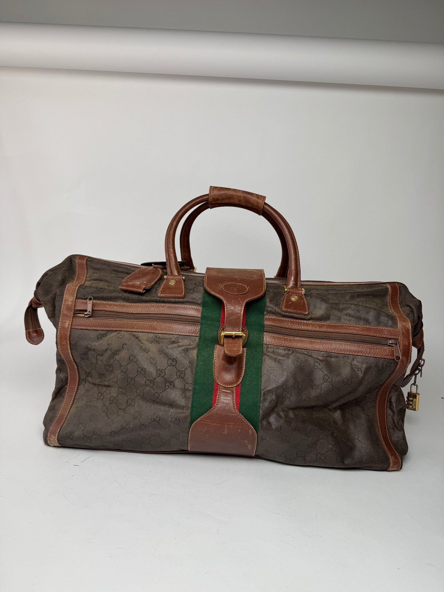 Vintage Gucci Duffel Bag / Travel Bag Monogram Brown