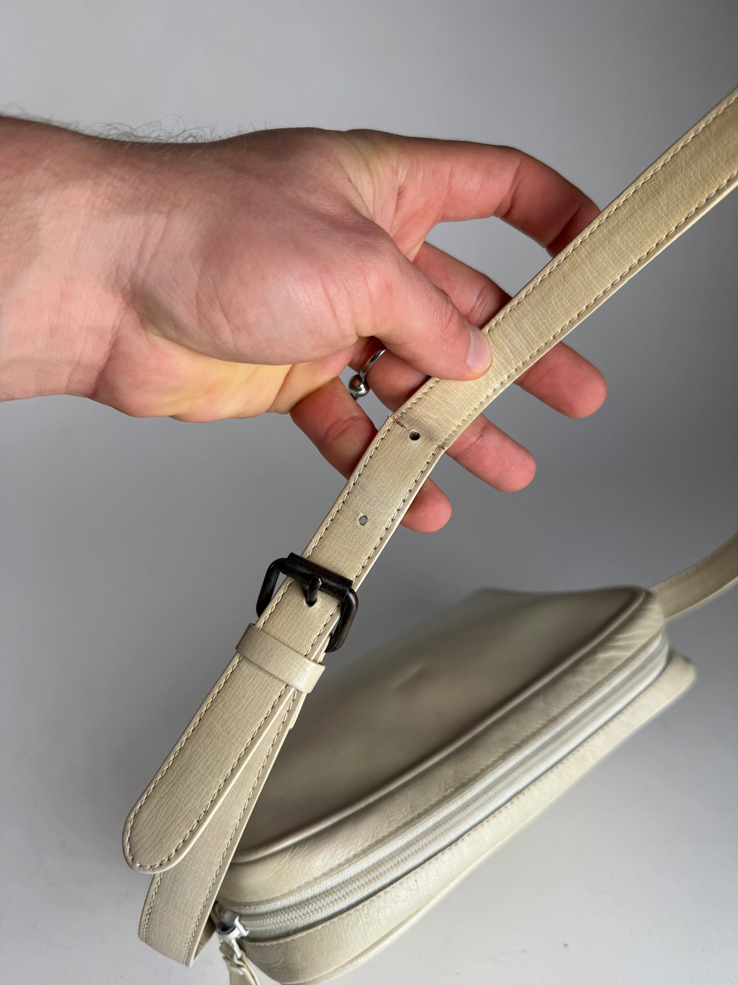 Vintage Yves Saint Laurent 2 Way Leather Bag cream