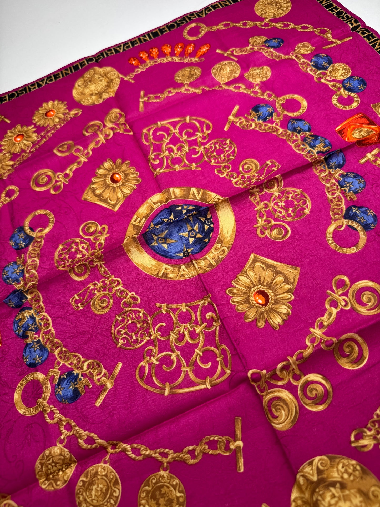 Vintage Celine Paris Silk Scarf Red