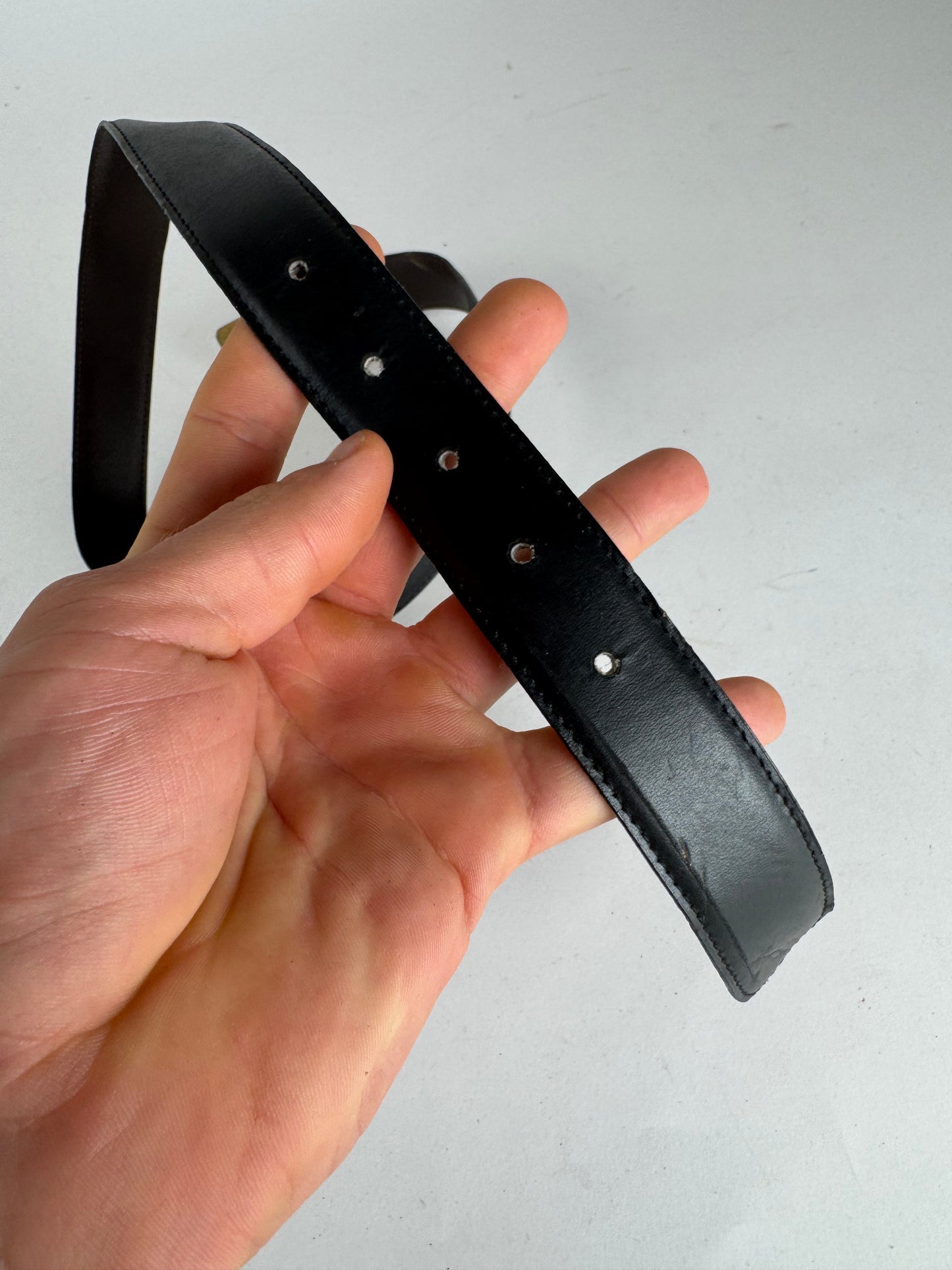 Vintage Burberry London Leather Belt black