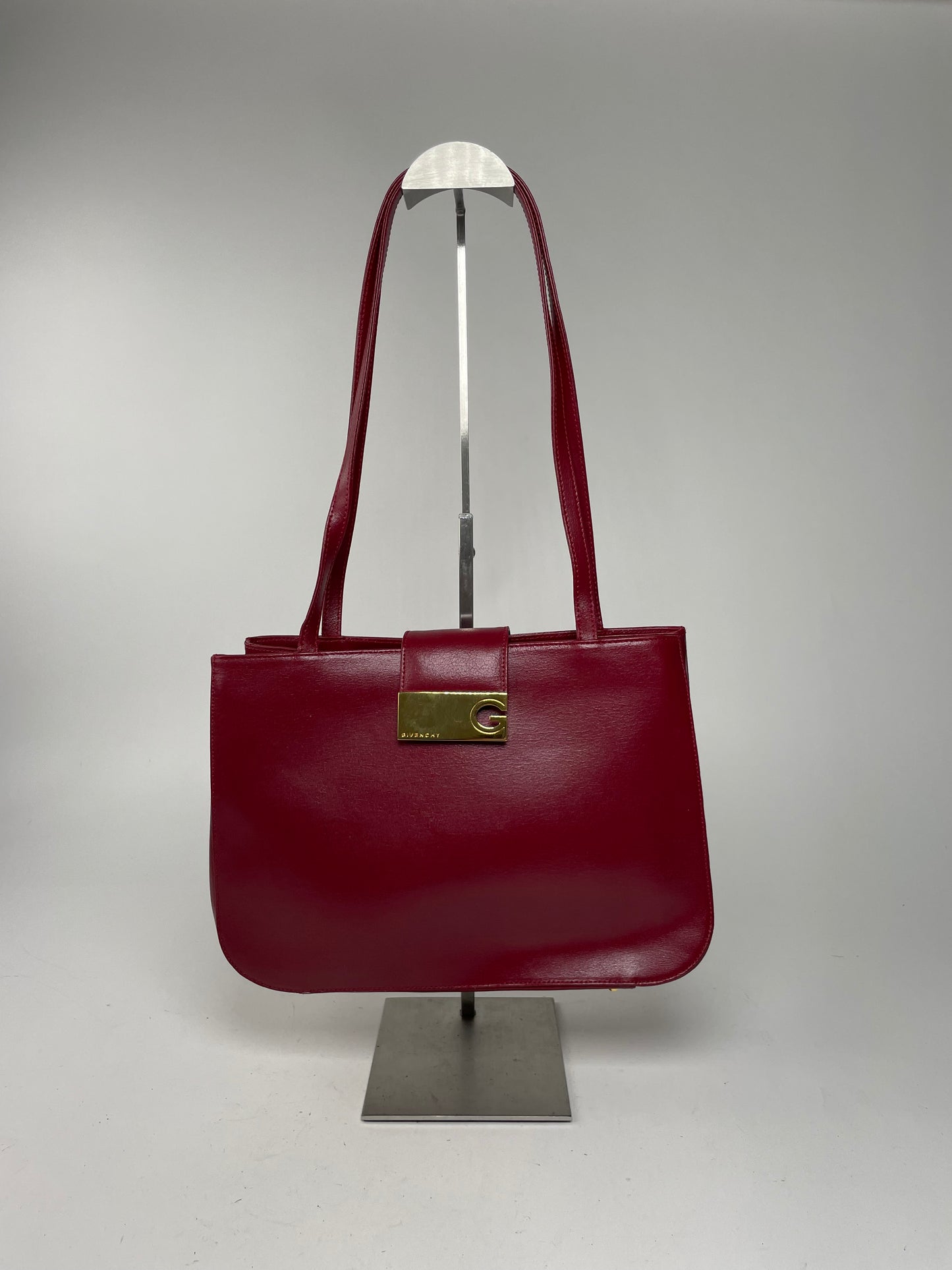 Vintage Givenchy Whip Leather Shopper Bag Red