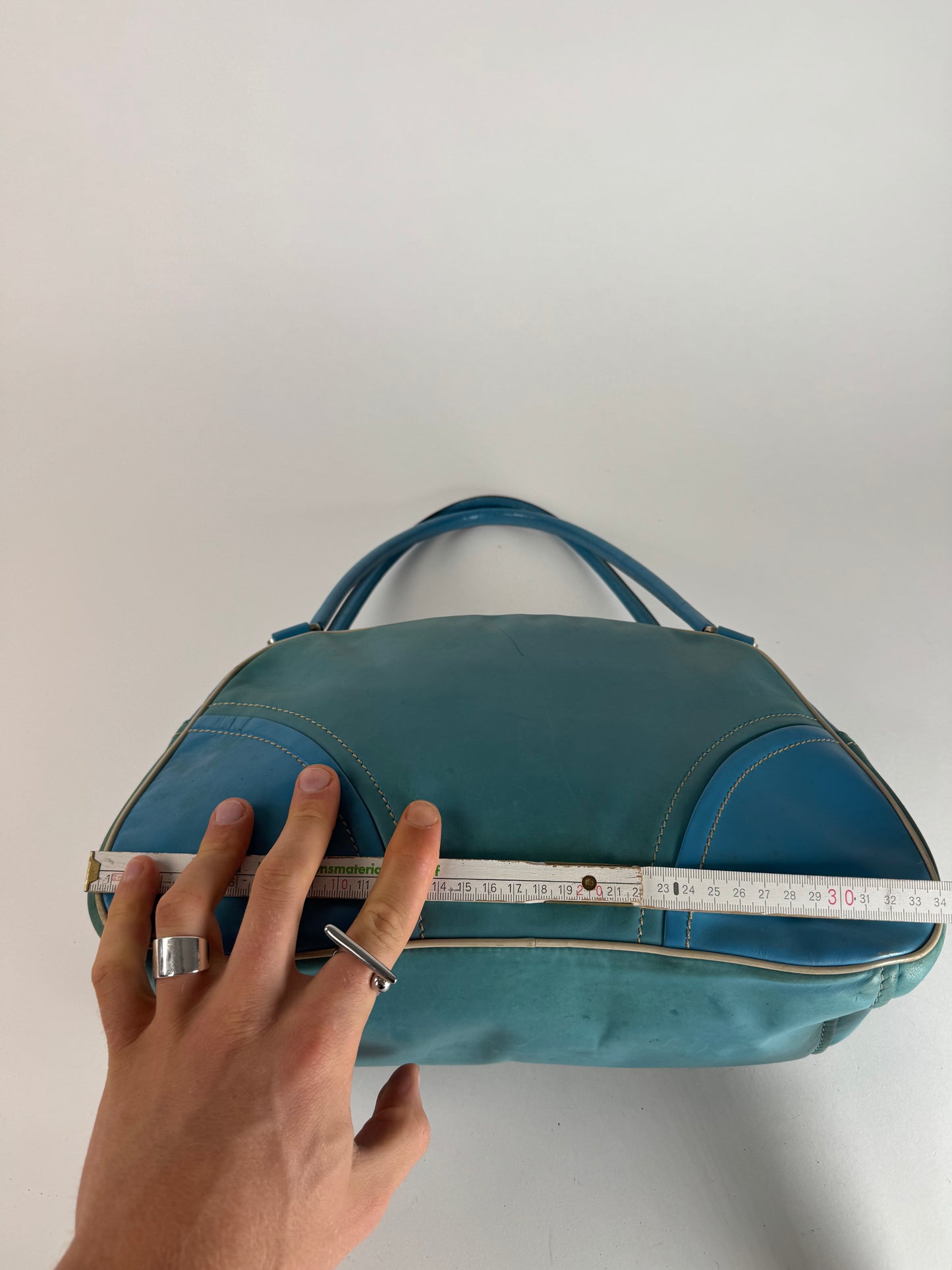 Sac bowling vintage en cuir Prada bleu