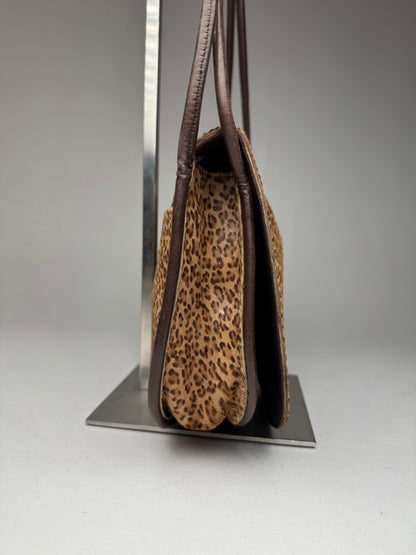Vintage Bottega Veneta Fur Leather Bag Leopard Brown
