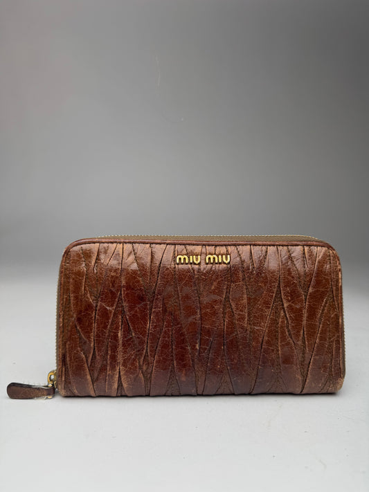Vintage Miu Miu Metallasse Leather Wallet Brown