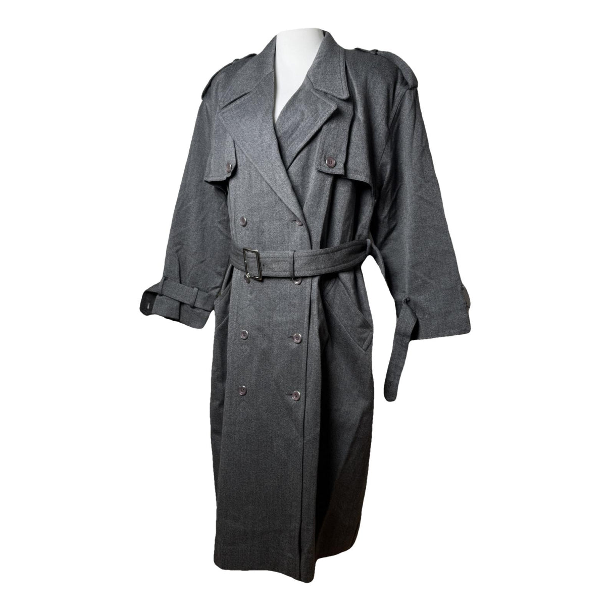 Courrèges Anthracite Wool Trench Coat image 1