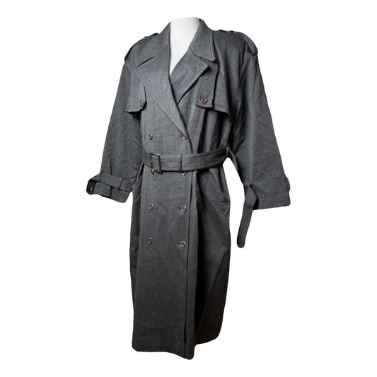 Courrèges Anthracite Wool Trench Coat image 1