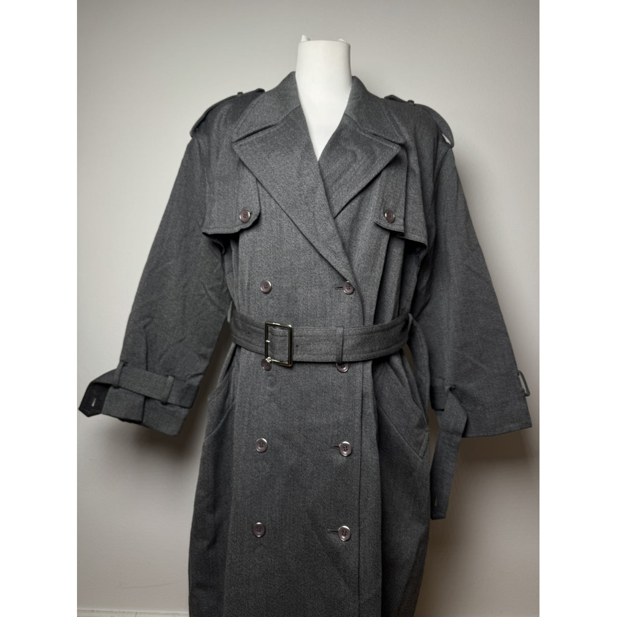Courrèges Anthracite Wool Trench Coat image 2
