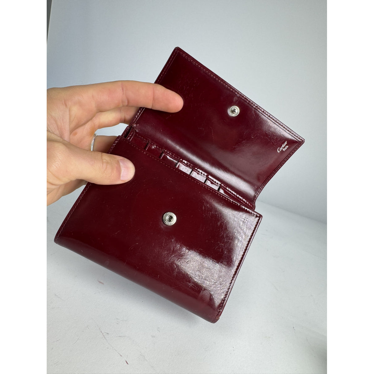 Cartier Burgundy Patent Leather Wallet image 3