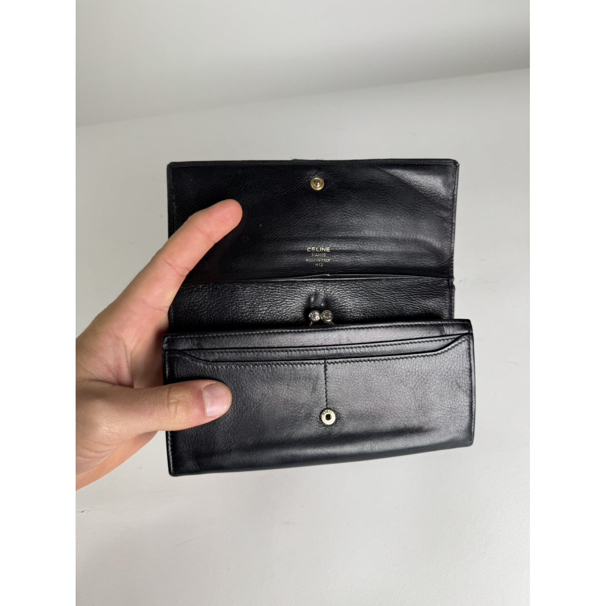 Celine Triomphe Black Leather Wallet image 3