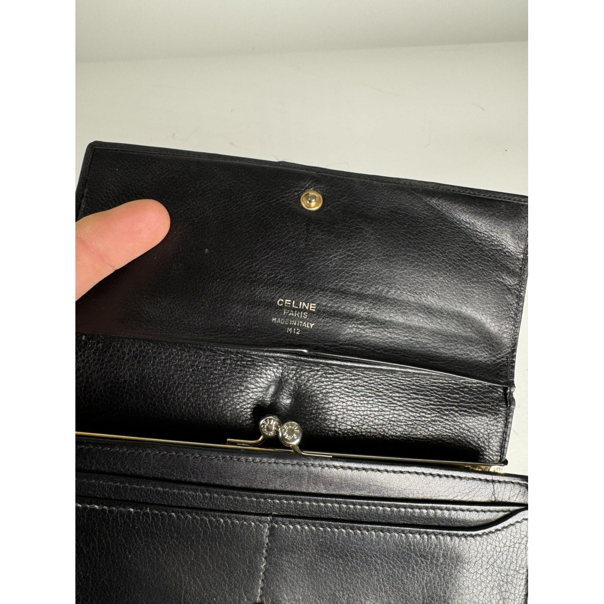 Celine Triomphe Black Leather Wallet image 4
