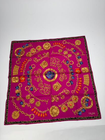 Vintage Celine Paris Silk Scarf Red