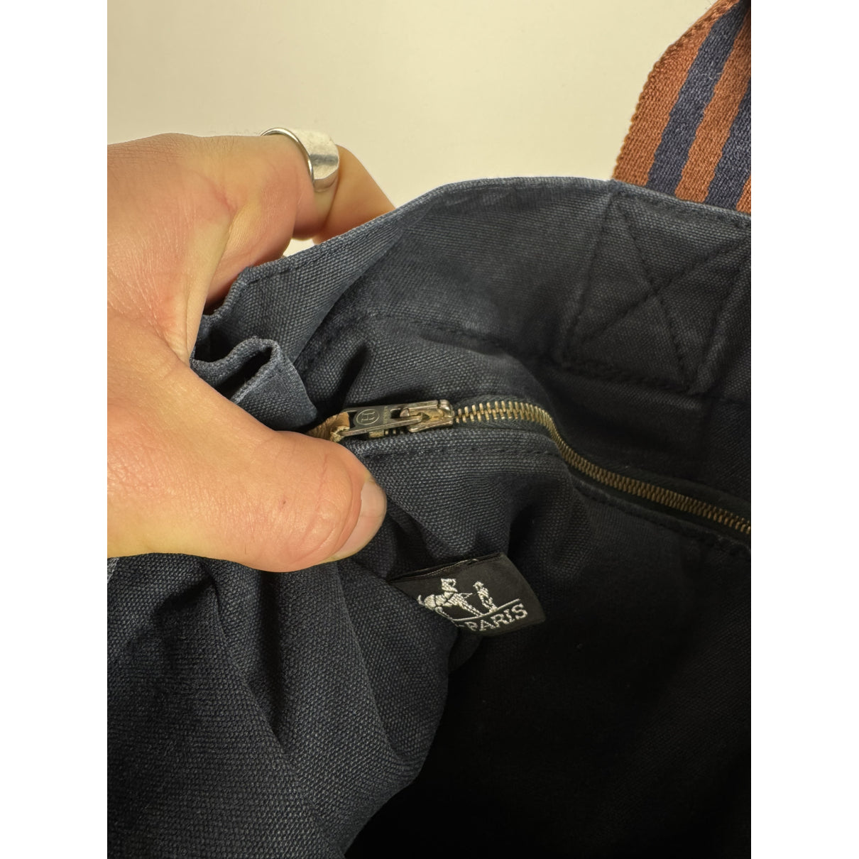 Hermès Navy Cotton Handbag image 5