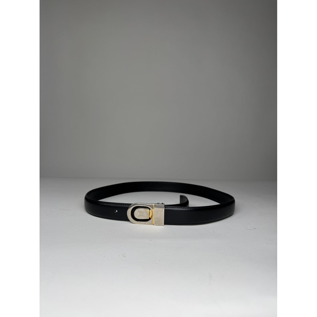 Celine Triomphe Black Leather Belt image 5