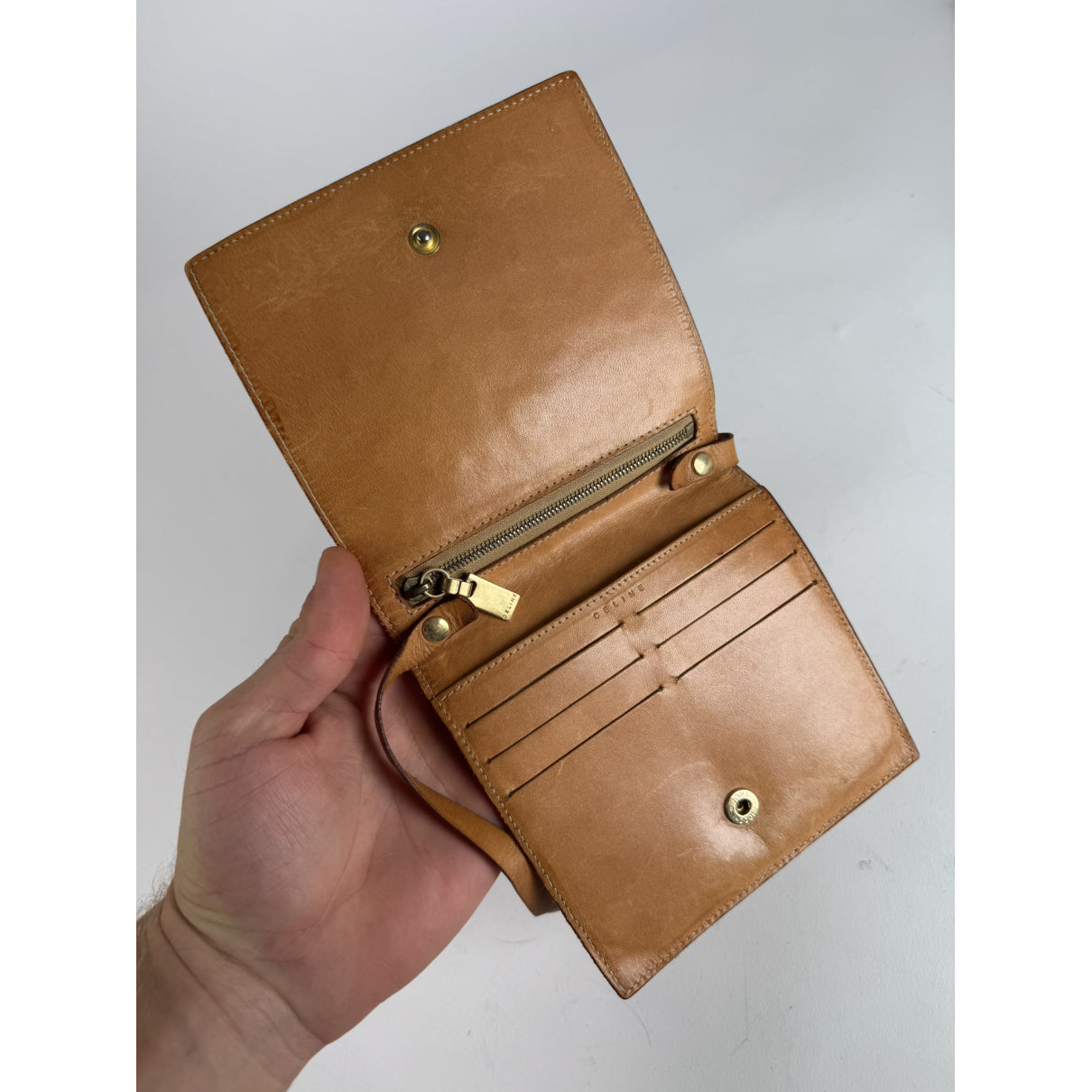 Celine Triomphe Orange Leather Handbag image 3