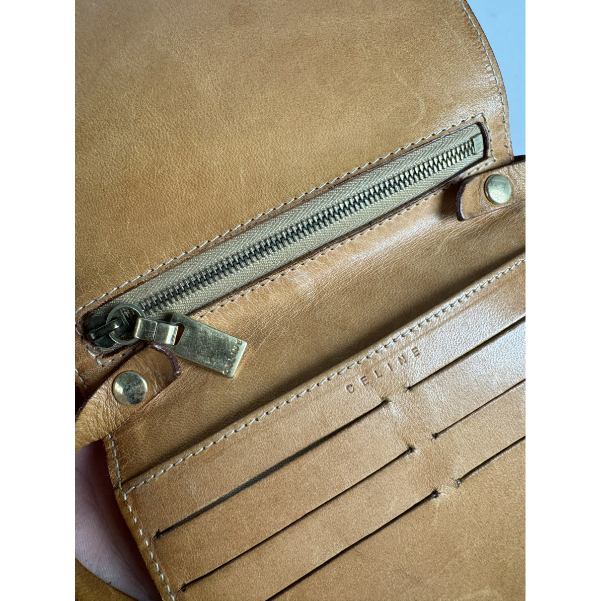 Celine Triomphe Orange Leather Handbag image 4