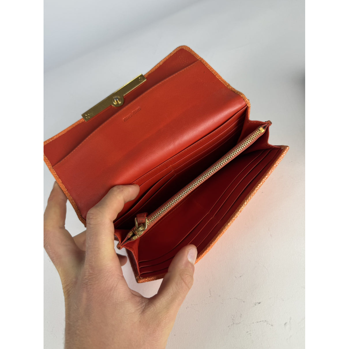 Miu Miu Orange Leather Wallet image 5