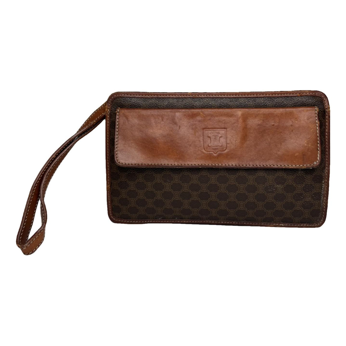 Celine Triomphe Brown Leather Clutch Bag image 1