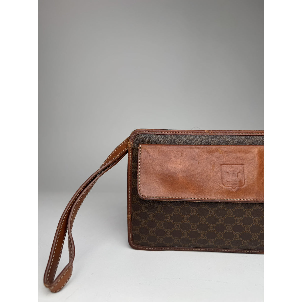 Celine Triomphe Brown Leather Clutch Bag image 2