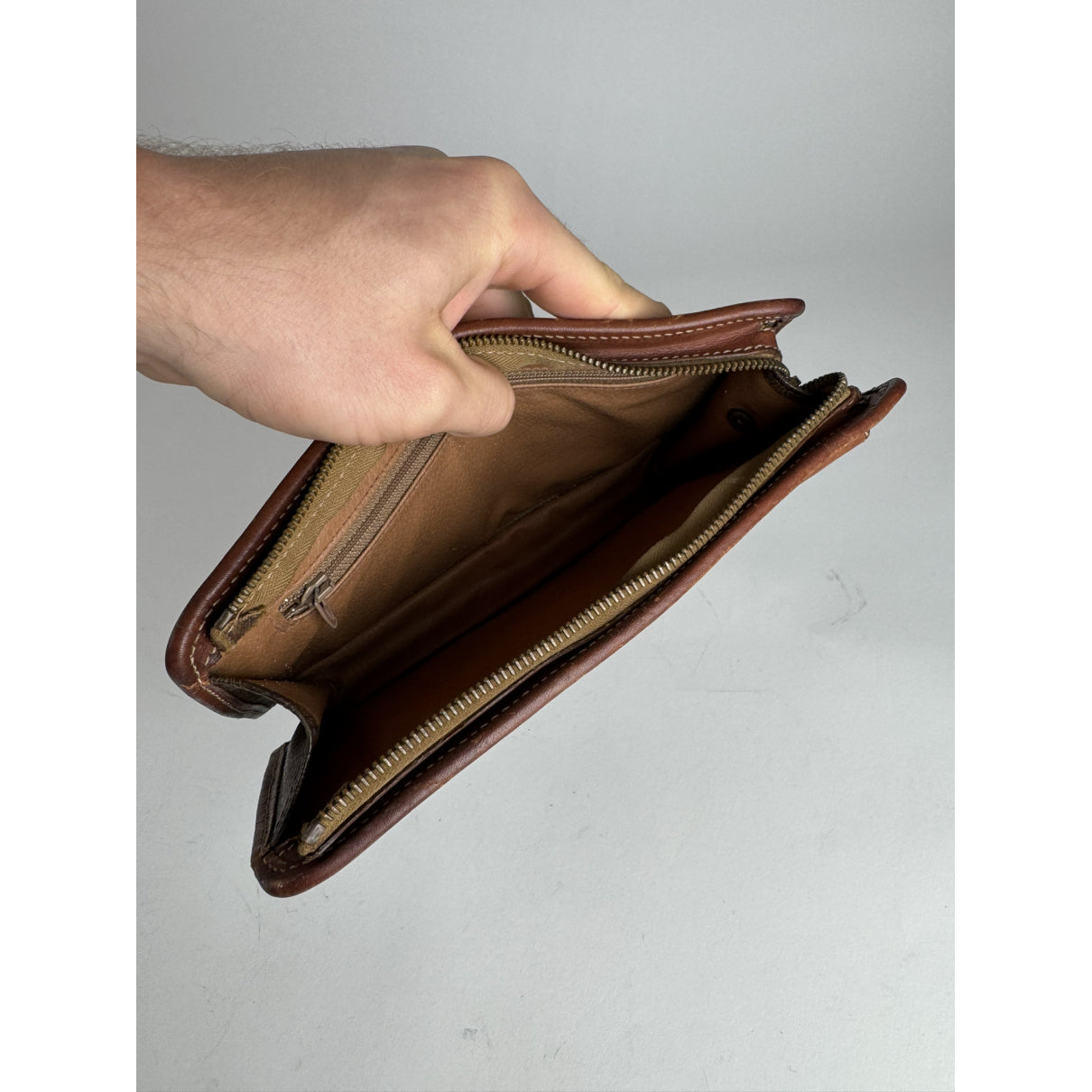 Celine Triomphe Brown Leather Clutch Bag image 5