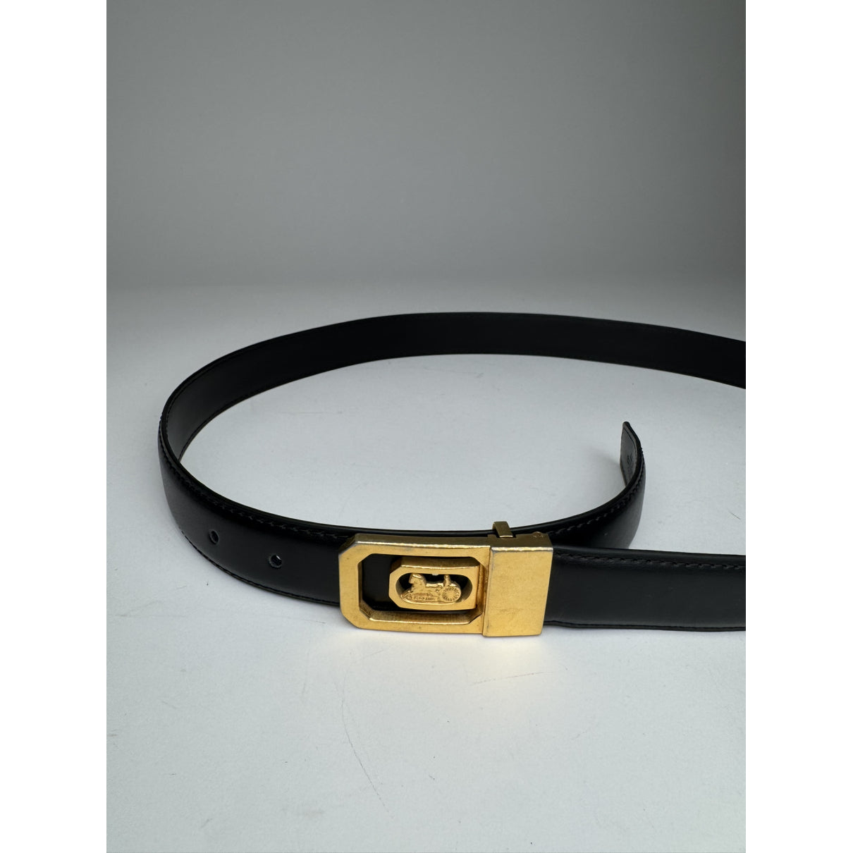 Celine Triomphe Black Leather Belt image 2