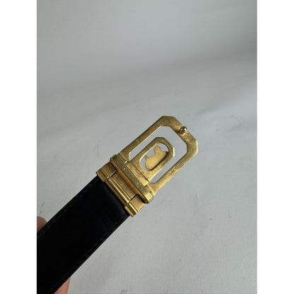 Celine Triomphe Black Leather Belt image 4