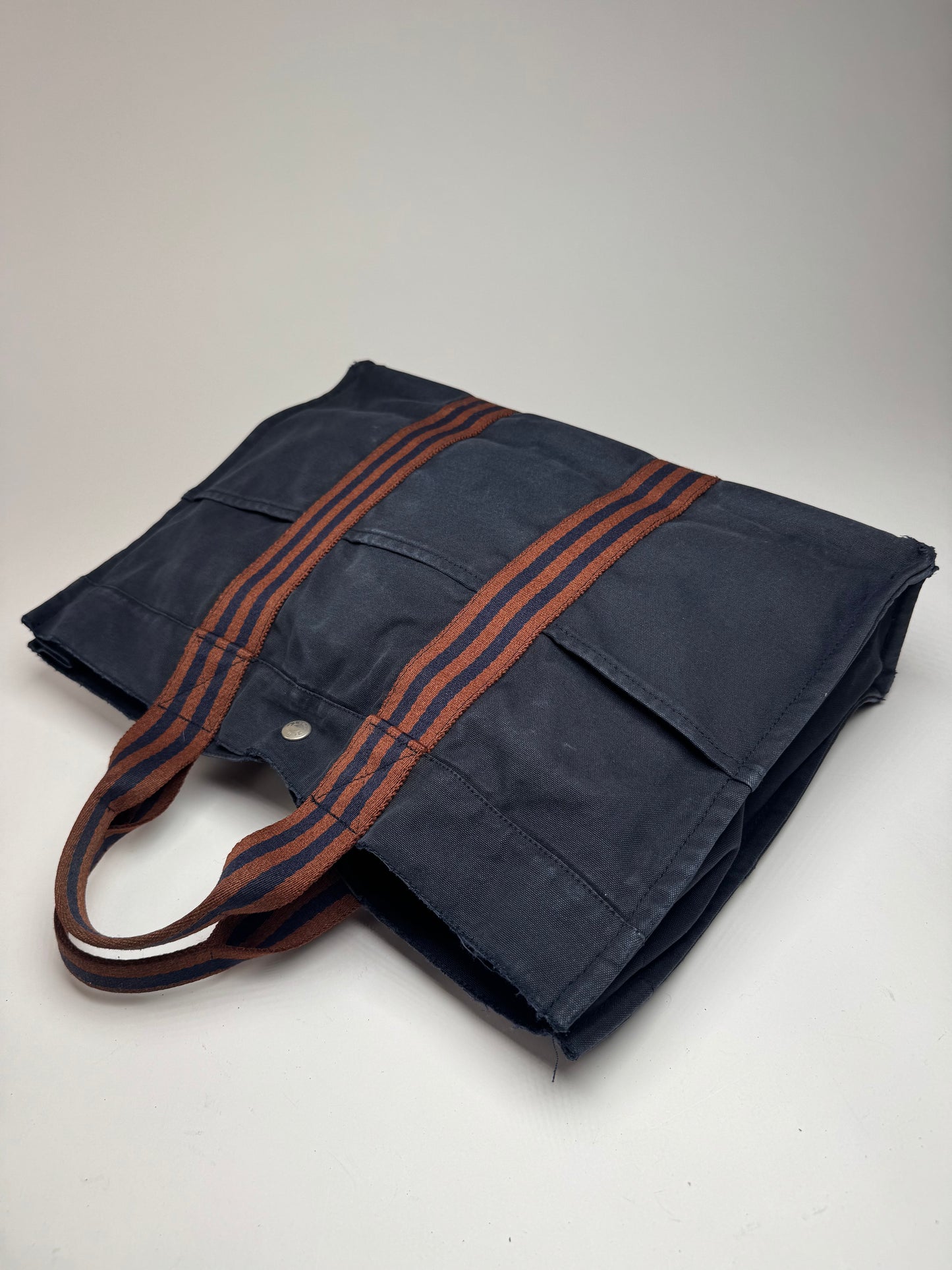 Vintage Hermes Paris Canvas Shopper Navy