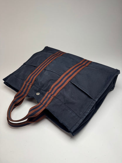 Vintage Hermes Paris Canvas Shopper Navy