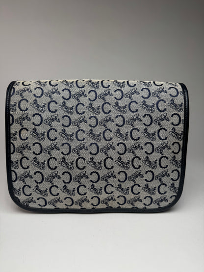 Vintage Celine Paris Triomphe Monogram Canvas/Leather Shoulder bag black gray