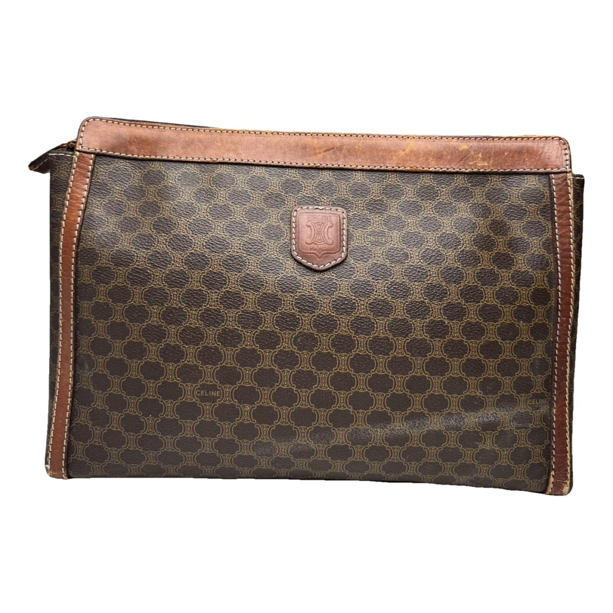 Celine Triomphe Brown Leather Clutch Bag image 1