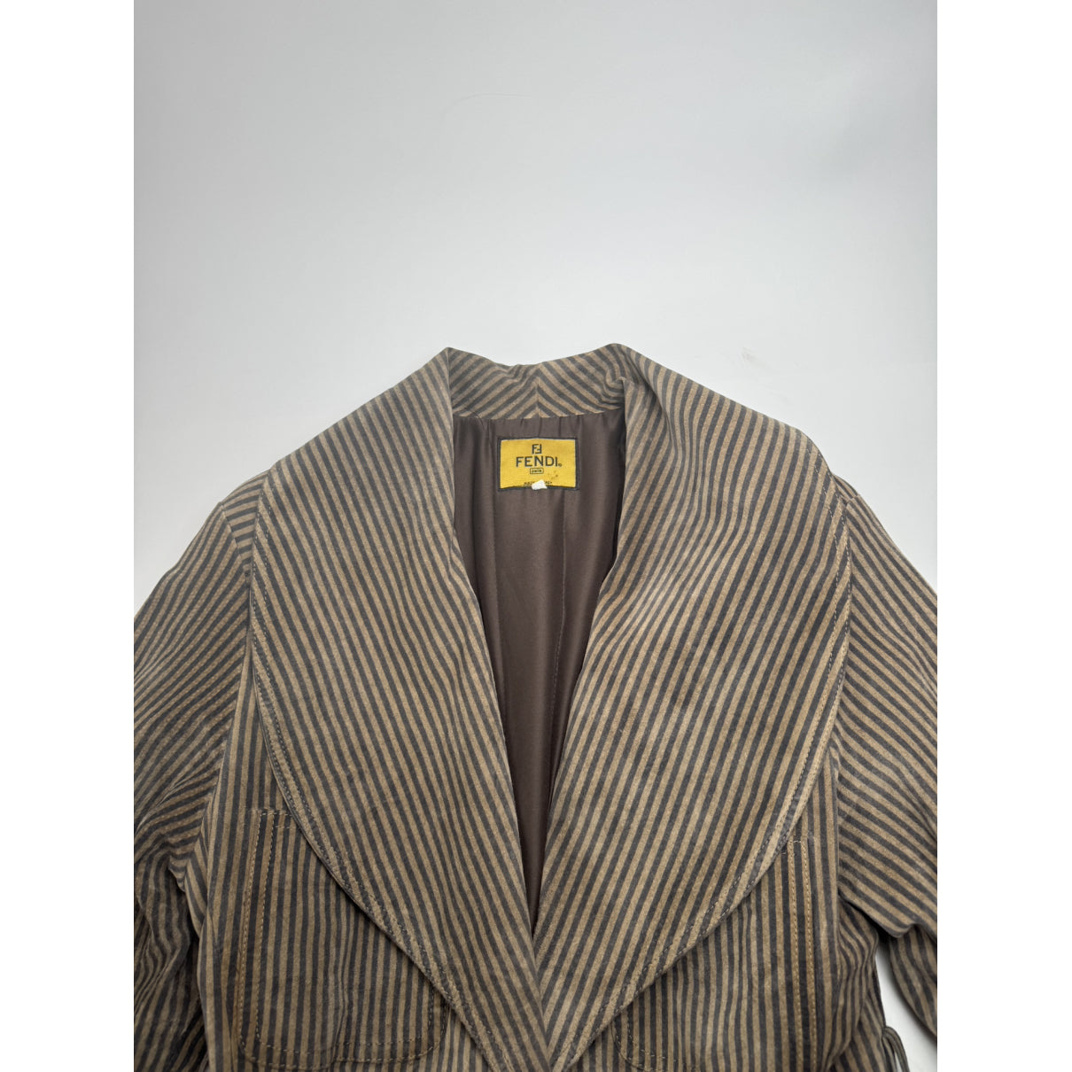 Fendi Brown Leather Trench Coat image 3