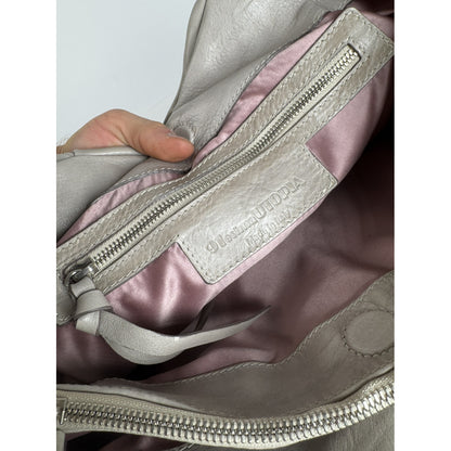 Non Signé / Unsigned Silver Leather Handbag image 4