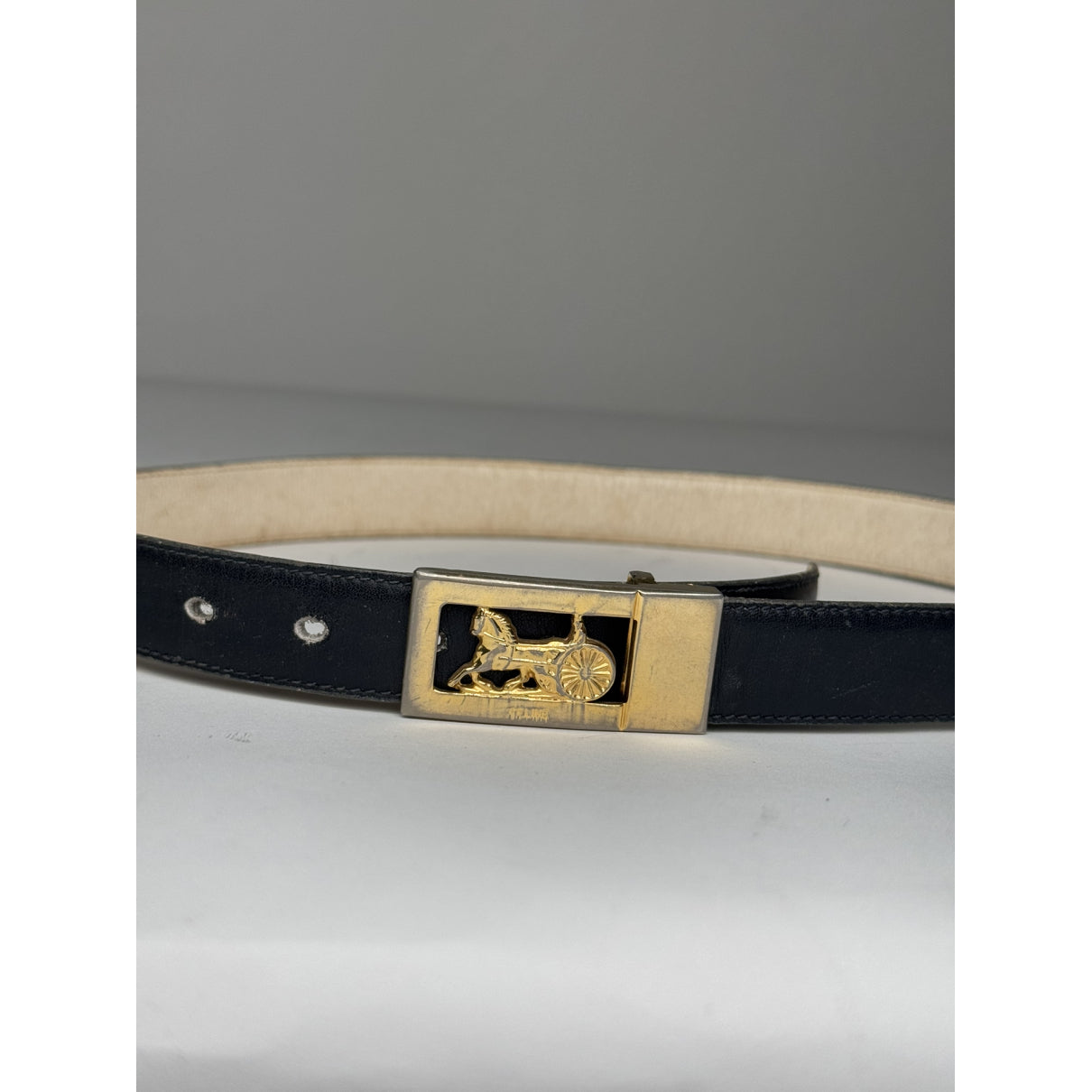 Celine Triomphe Black Leather Belt image 2