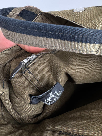 Vintage Hermes Paris Canvas Shopper Khaki/Black