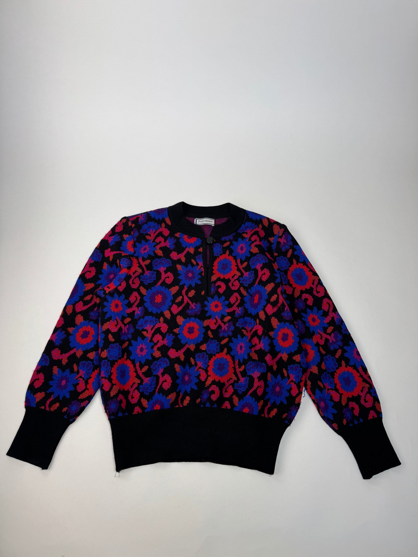 Vintage Yves Saint Laurent Wool Sweater Floral 38/M