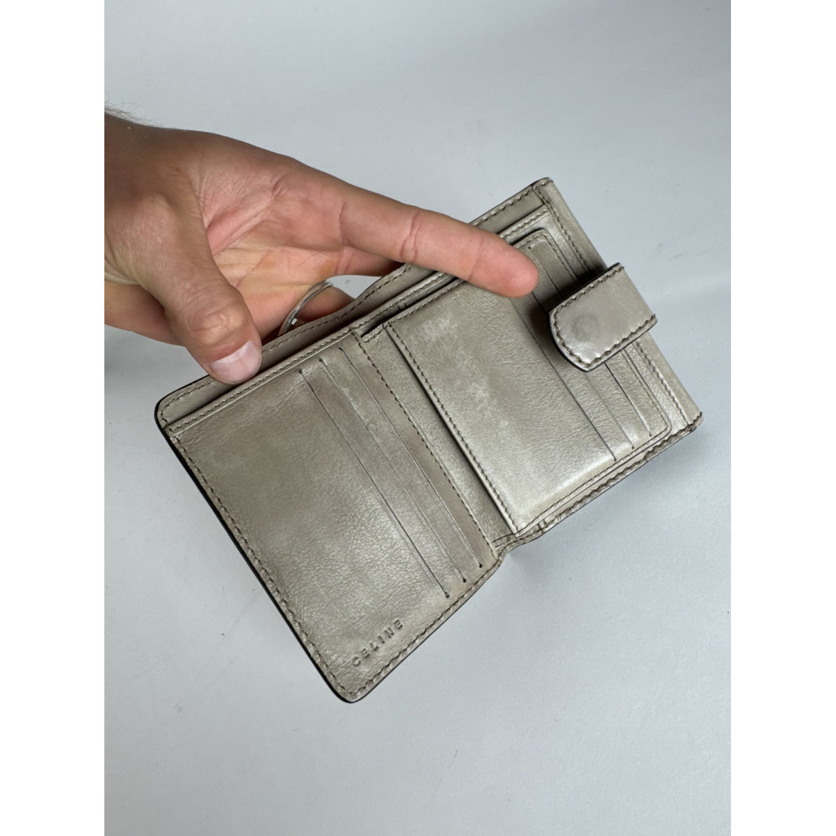 Celine Triomphe Grey Leather Wallet image 3