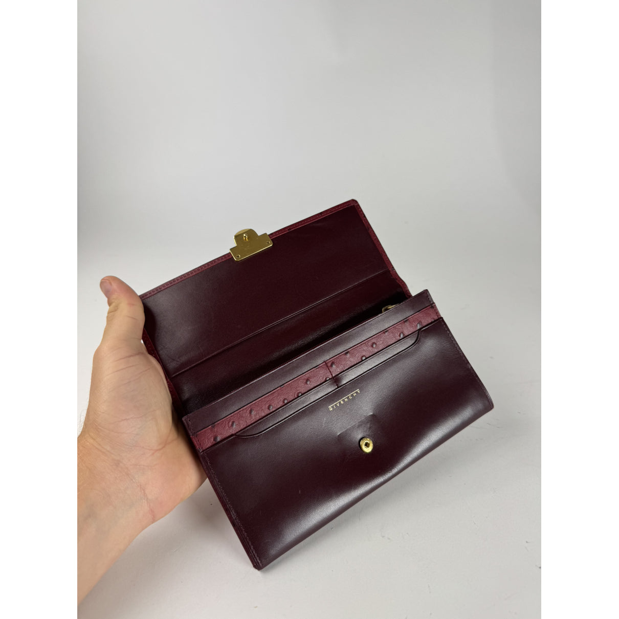 Givenchy GV3 Burgundy Ostrich Wallet image 3