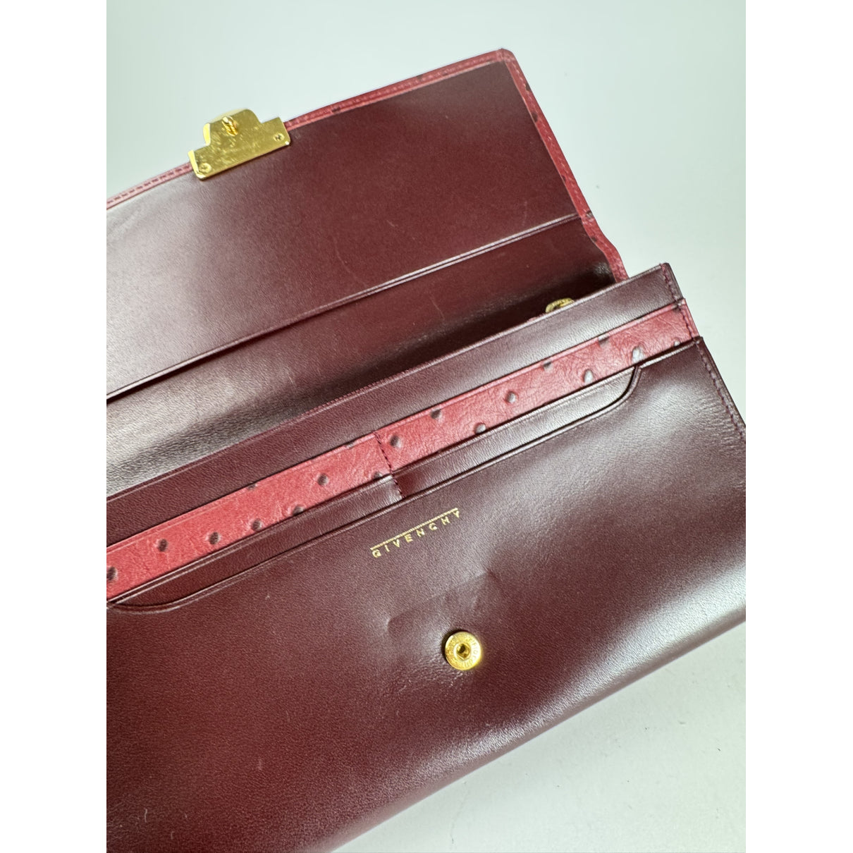 Givenchy GV3 Burgundy Ostrich Wallet image 4