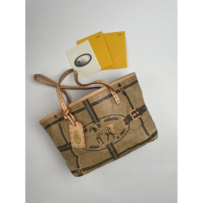 Fendi Peekaboo  Brown Cotton Handbag image 3