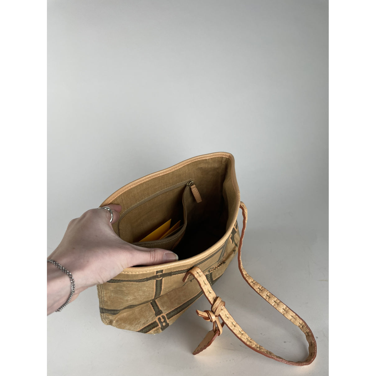 Fendi Peekaboo  Brown Cotton Handbag image 4