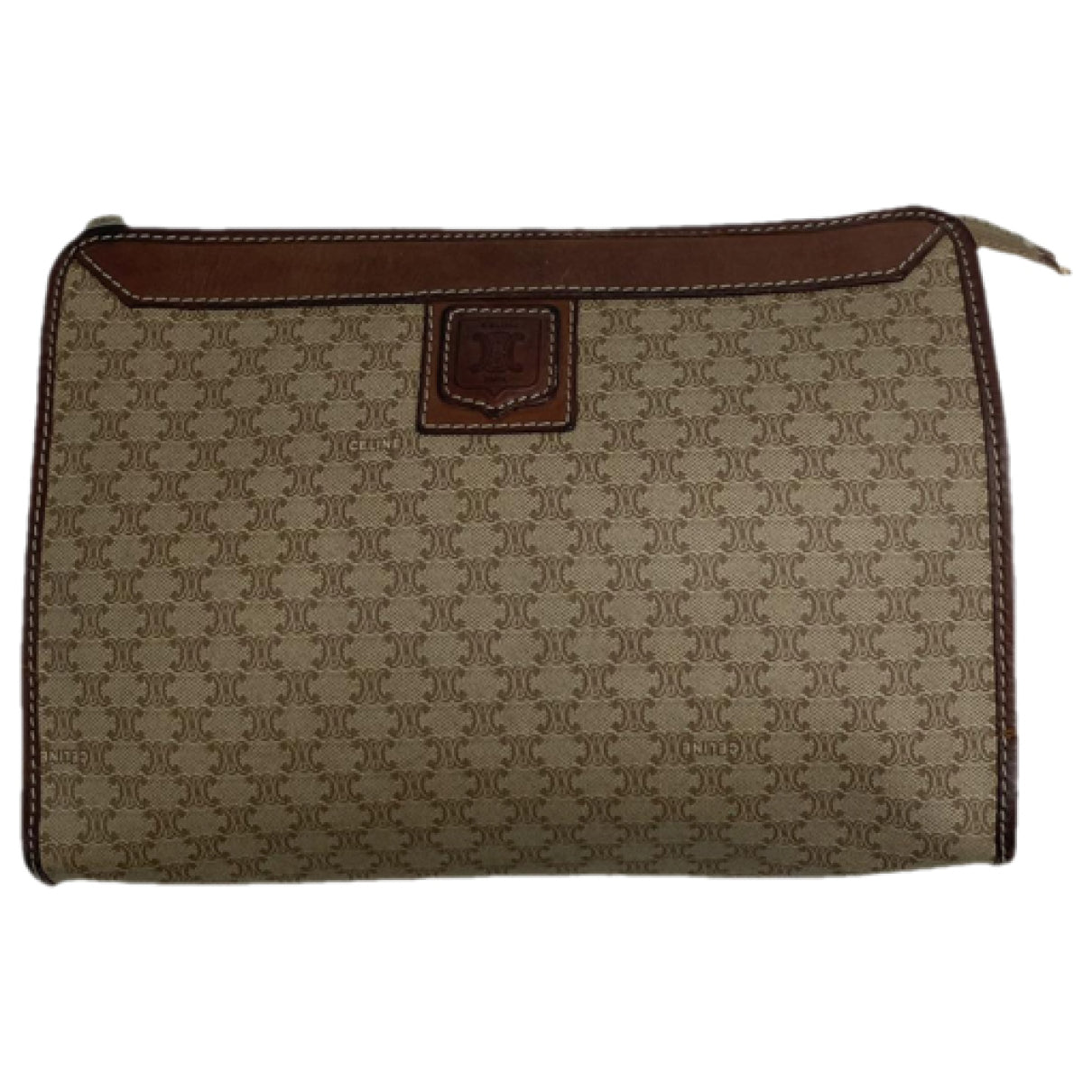 Celine Triomphe Beige Leather Clutch Bag image 1