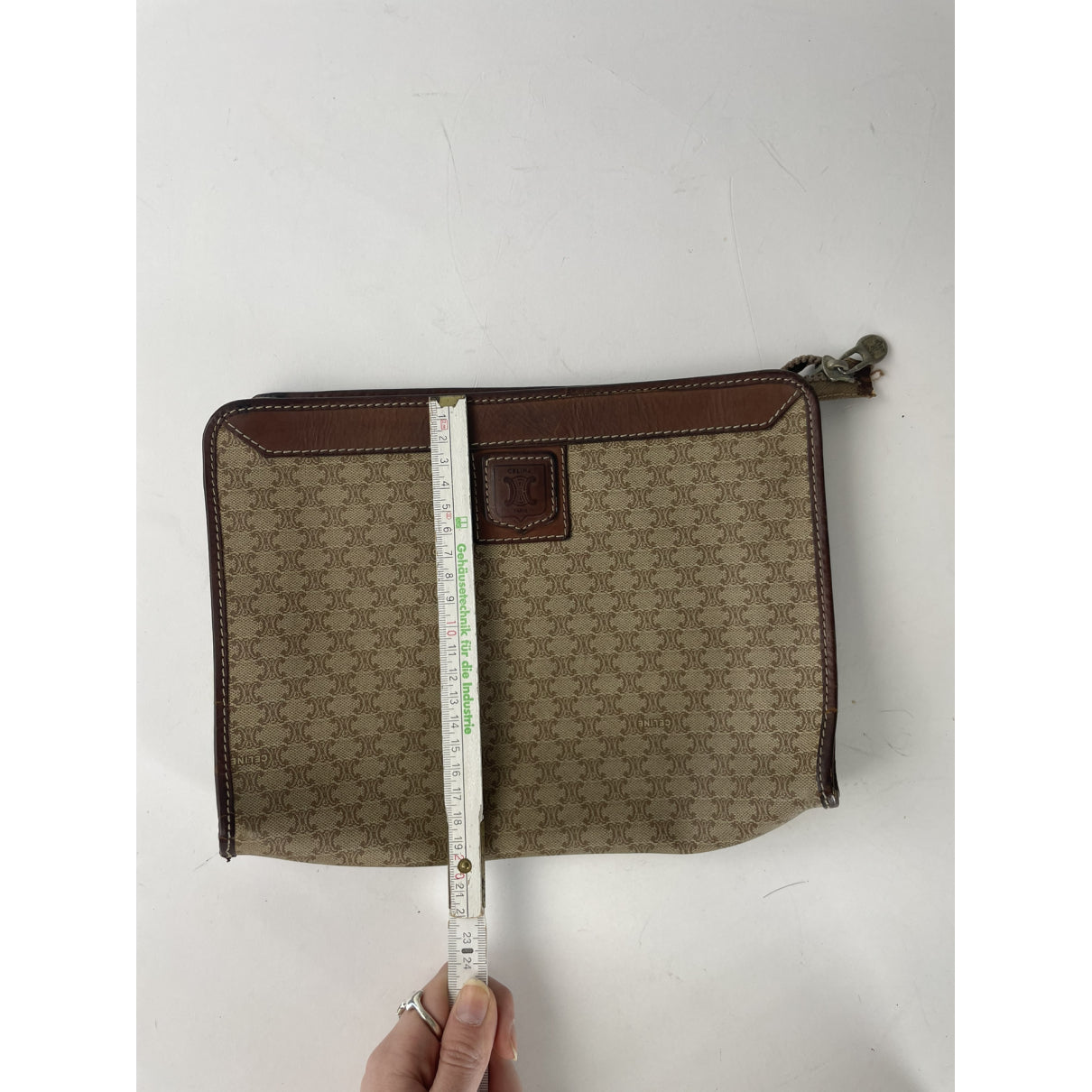 Celine Triomphe Beige Leather Clutch Bag image 3