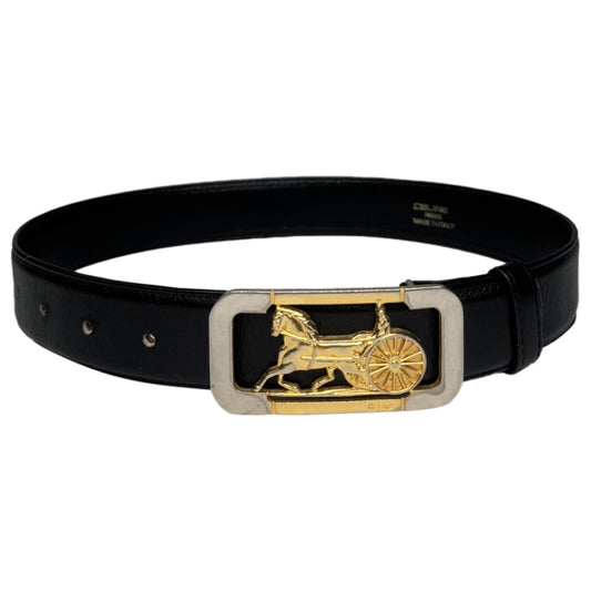 Celine Triomphe Black Leather Belt image 1