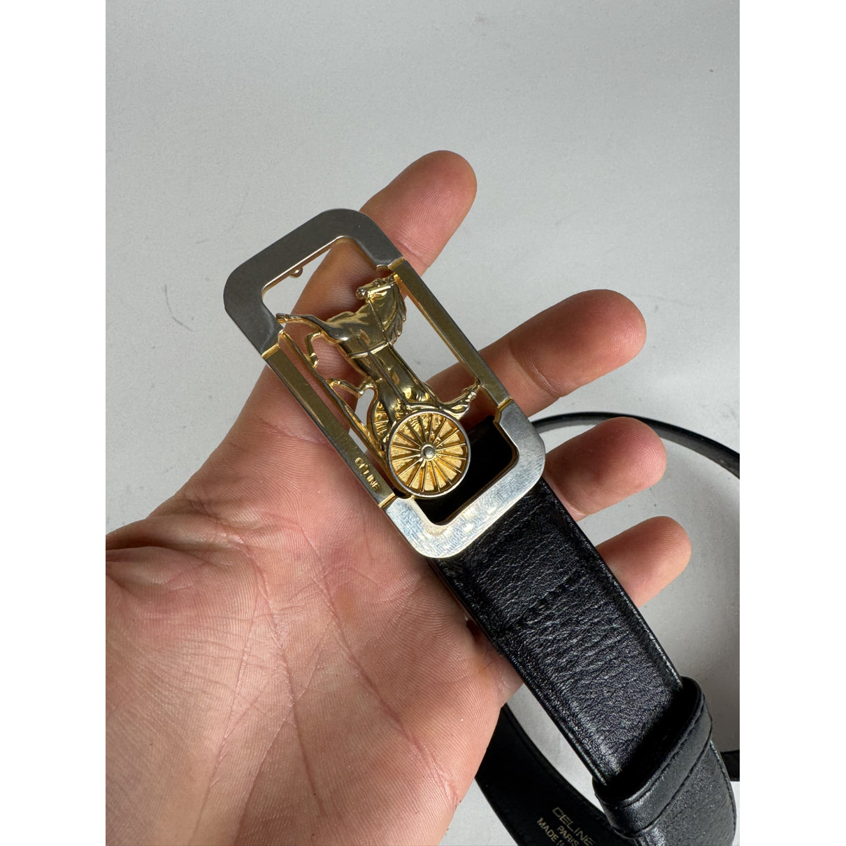 Celine Triomphe Black Leather Belt image 5