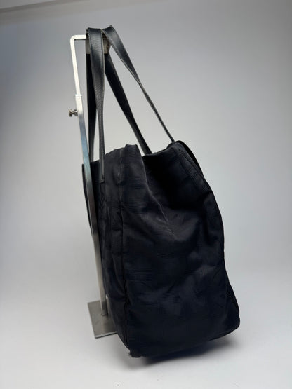 Vintage Chanel Canvas Monogram Shopper Black